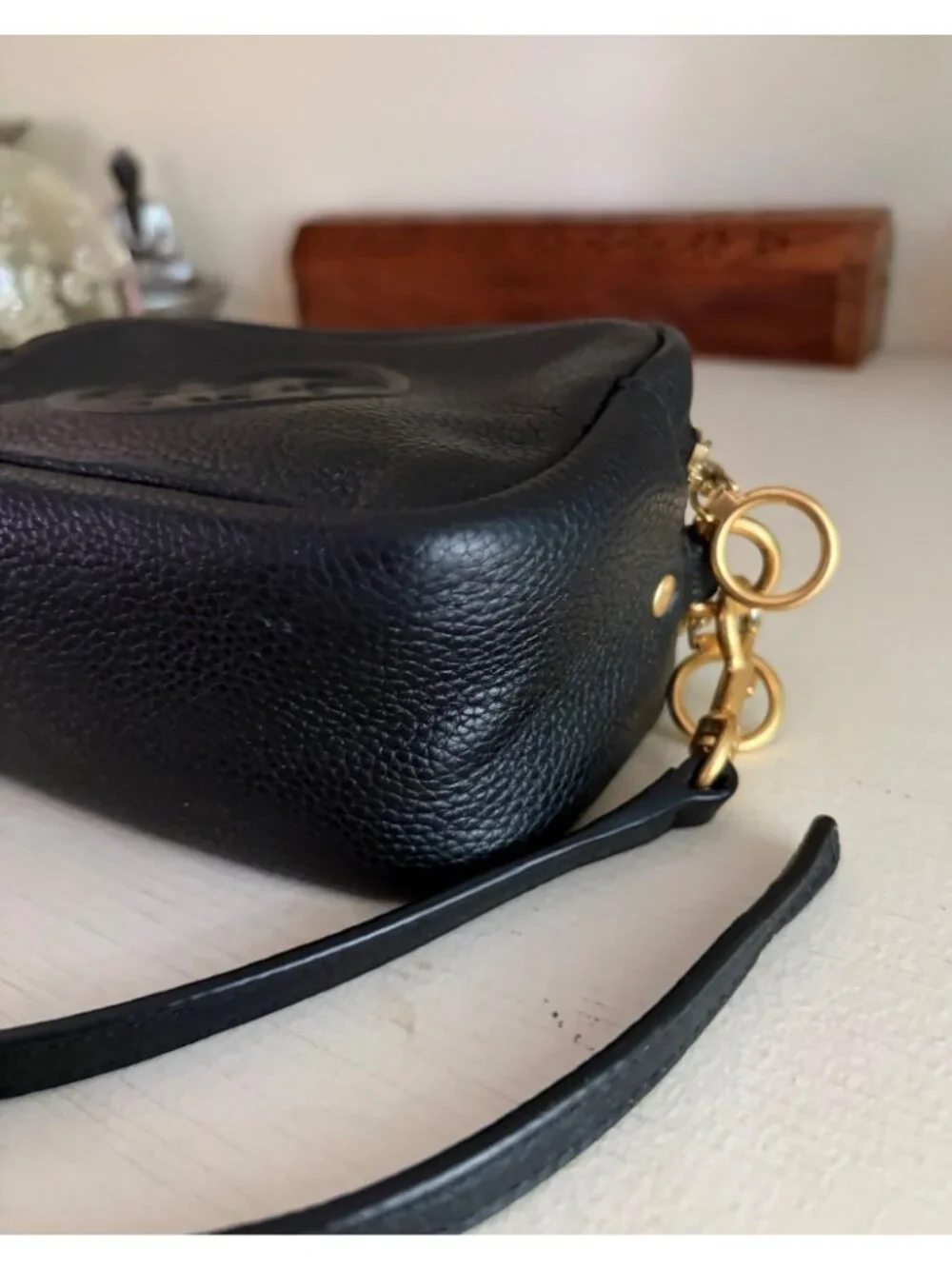 Tory Burch Perry Bombe Black Crossbody Camera Handbag